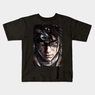 Captivating Cyberpunk Portrait of a Young Man Kids T-Shirt